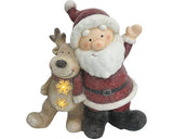 Figurina Mos Craciun Cu Ren Lafiora 2 Led-uri 37, 5x18x44, 5cm Alb Cald