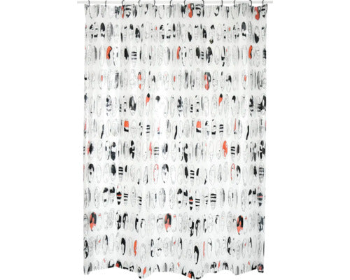 Perdea De Dus Msv Graphic Design 180x200 Cm Transparent Rosu/negru