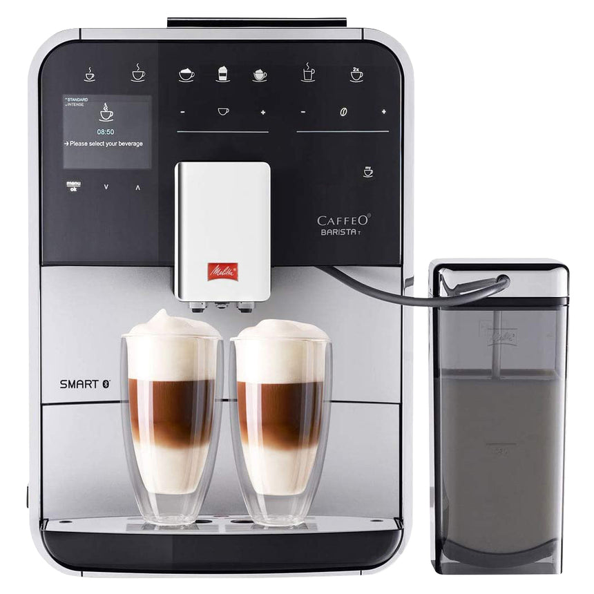 Espressor Automat Melitta® Barista T Smart F830-101, 15 Bari, LCD Touch, 18 specialitati , aplicatia Melitta Connect, recipient boabe 2 compartimente, silver