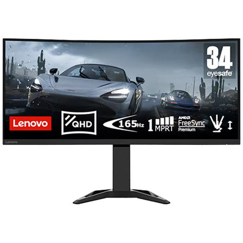Monitor Gaming Curbat LED VA Lenovo G34w-30, 34", QHD (3440x1440), 165Hz, 0.5ms (MPRT), AMD FreeSync™ Premium, EyeSafe, 2x HDMI, Display Port, Boxe 3w x2, Pivot, VESA, negru