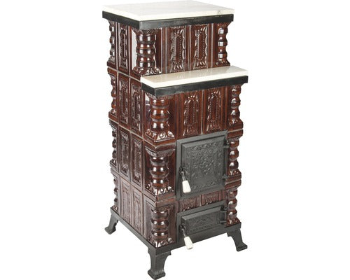 Soba Teracota Pe Lemne B4r+m Maro, Polite Din Marmura, 7 Kw, 108x47x47 Cm