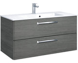 Set Mobilier Baie Pelipal Kumba 107, incl. Baza Lavoar, Lavoar si Oglinda cu Iluminare LED, Grafit
