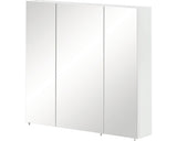 Dulap Baie cu Oglinda, 3 Usi, PAL, 80x70 cm Alb Lucios