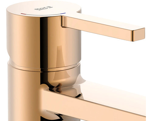 Baterie lavoar monocomanda Roca Naia tehnologie Cold Start rose gold