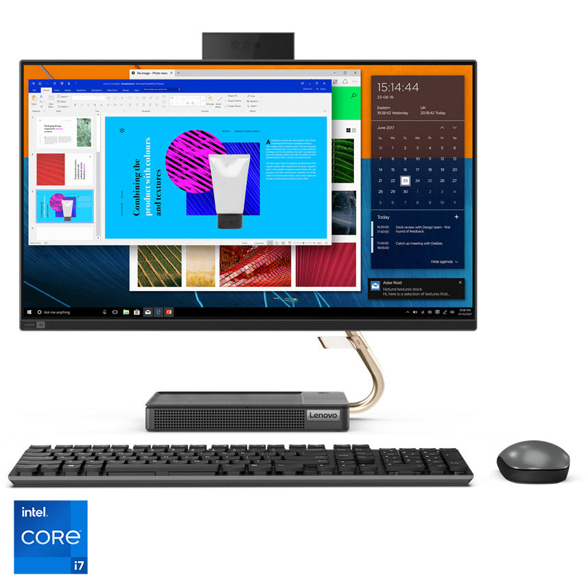 Sistem All-in-One Lenovo IdeaCentre 5 24IOB6 cu procesor Intel® Core™ i7-11700T pana la 4.60 GHz, Rocket Lake, 23.8", Full HD, IPS, Touch, 16GB DDR4, 1TB SSD M.2, Intel UHD Graphics 750, Free DOS, Grey
