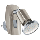 Spot priza MEREA, EGLO, GU10 LED, 1x3W, 240 lm echivalent 23W, 3000K, lumina calda, otel, nichel satinat, crom, 10 x 7 cm, IP20