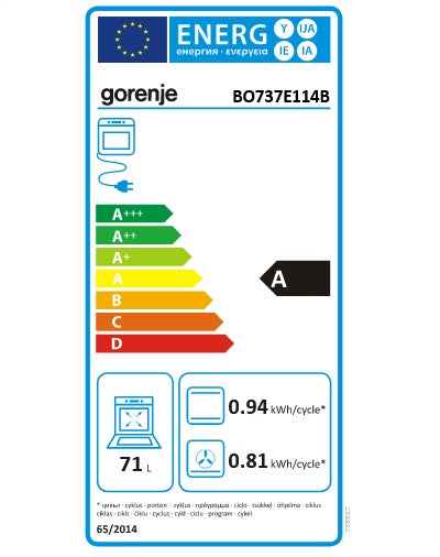 Cuptor incorporabil GORENJE BO737E114B, Electric, Autocuratare AquaClean, 71 l, Clasa A, Negru