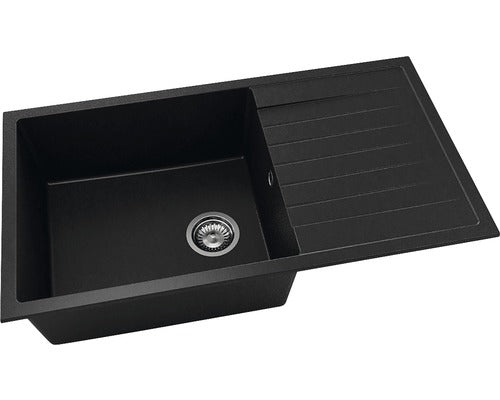 Achiuveta Bucatarie Cu O Cuva Fat Avangard 229 90x49 Cm, Cu Picurator, Reversibila, Fatgranit Black Metallic