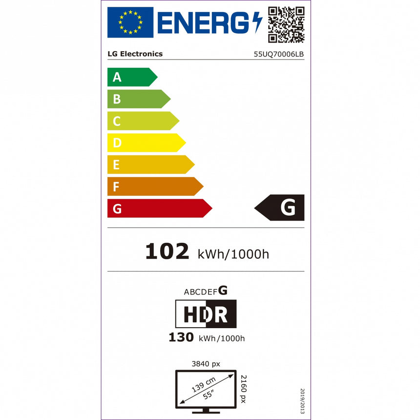 Televizor LED SMART LG 55UQ70006LB, Ultra HD 4K, HDR, 139 cm, Clasa G, Negru