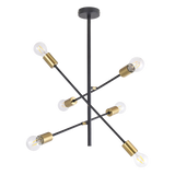 Lustra Rabalux Lanny, E27, 6x15W, metal, Negru/Auriu