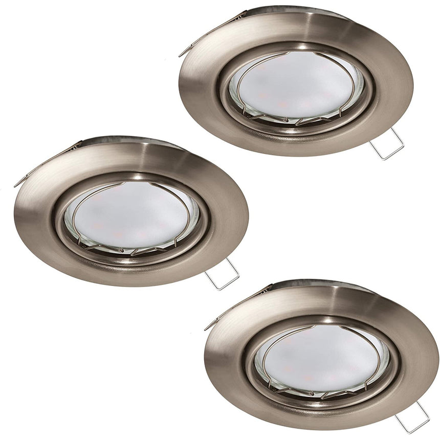 Set 3 spoturi incastrabile PENETO, 94408, GU10-LED, 3X5W, 3x400 lm, lumina calda, otel, nichel satinat, 11.5 x 8.7 x 7 cm, IP20