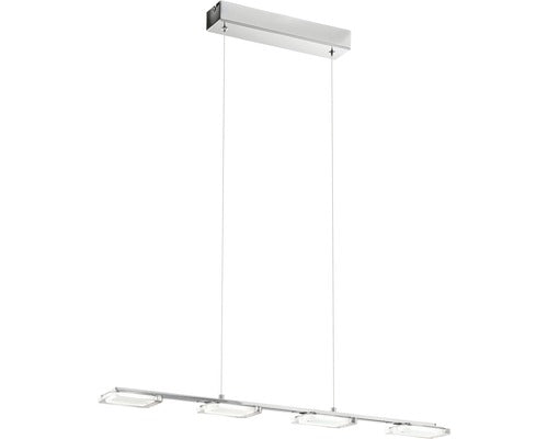Pendul Cartama, EGLO, LED, 4x4.5W, 4x480 lm, lumina calda, otel, crom, plastic, 110 x 78 x 9 cm, inaltime reglabila, IP20