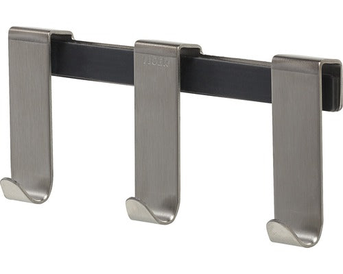 Cuier Basic din inox periat cu 3 agatatoare, prindere prin fixare