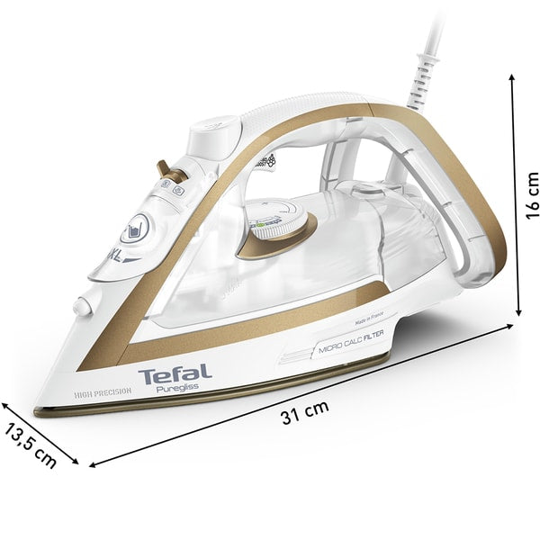 Fier de calcat Puregliss FV8042E0, 2900W, 270g/min, 270ml, Talpa Durilium AirGlide, Alb-Auriu