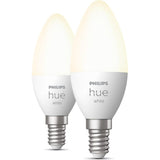 Pachet 2 becuri LED inteligente Philips Hue, Bluetooth, Zigbee, lumanare, E14, 5.5W, 470 lm, lumina alba calda (2700K), clasa energetica F