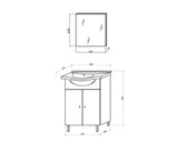 Set Mobilier Baie, Savini Due Best 55, Include Baza Lavoar, Lavoar Ceramic si Oglinda, Alb Lucios