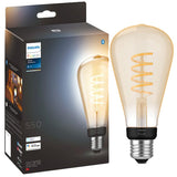 Bec LED inteligent vintage Philips Hue Filament Edison, Bluetooth, Zigbee, ST72, E27, 7W (40W), 550 lm, lumina alba (2200-4500K)