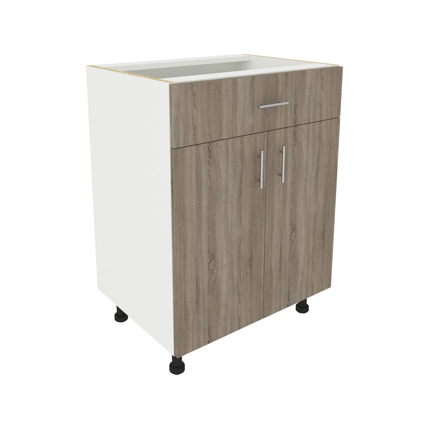 Corp Baza haaus Karo, 1 Sertar, 2 Usi, Stejar Sonoma Inchis/Alb, 60 x 50 x 80 cm