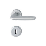 Maner usa interior, Hoppe Milos, cu rozeta patrata pentru cheie, material aluminiu, culoare argintiu, 124 x 52mm