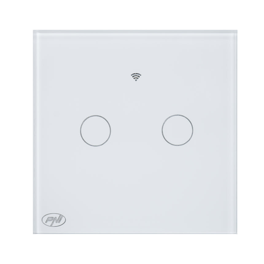 Intrerupator inteligent cu touch PNI SafeHome PT202L, Wi-Fi, 10A, App Tuya Smart, compatibil cu Alexa si Google Assistant - Live Wire, fara nul