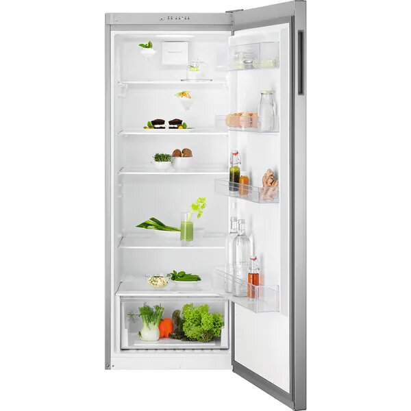 Frigider cu o usa Electrolux LRB1DE33X, 309 l, Clasa E, Control electronic, Iluminare LED, Ventilator, Usa reversibila, H 155 cm, Inox