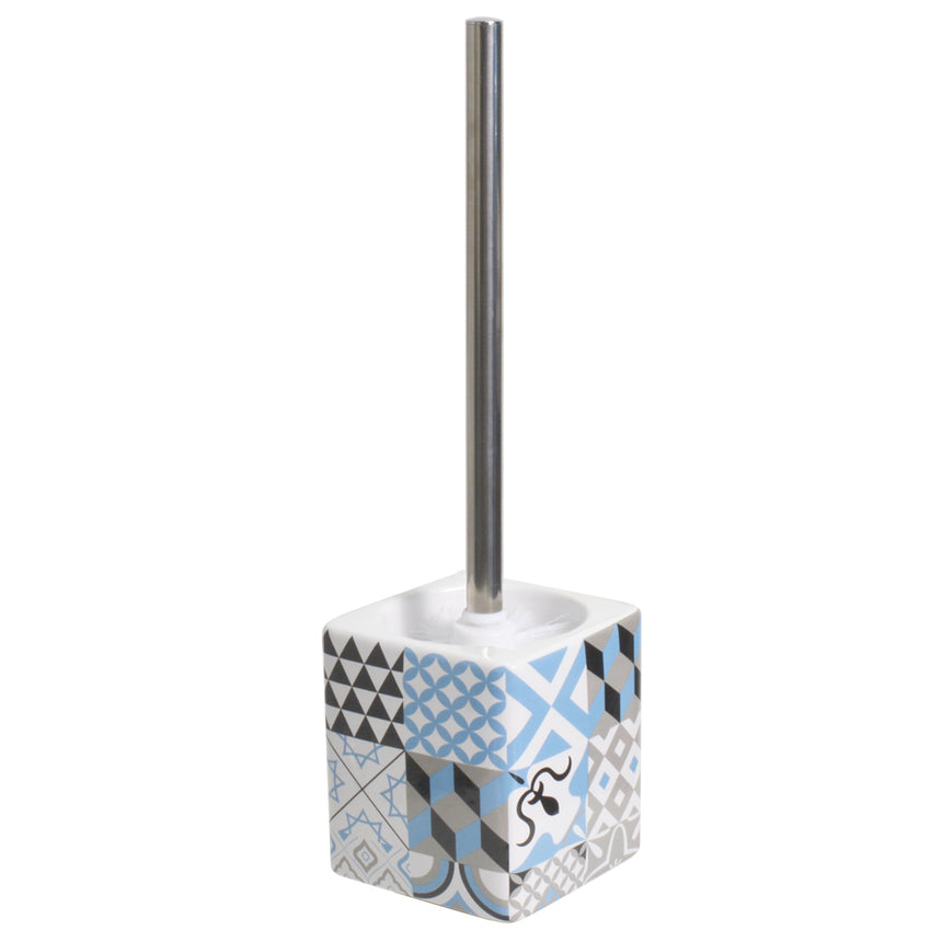 Suport si perie wc, Frandis, ceramica/inox, 9.6x9.6x39.5 cm, multicolor, model Carreaux 196294