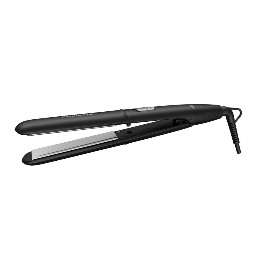 Placa de indreptat parul ROWENTA Express Style SF1810F0, 2 trepte de temperatura, incalzire rapida 45 sec, invelis ceramic tourmaline, functie Straight&Curl, sistem de blocare, negru/argintiu