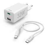 Incarcator rapid, Hama 1x USB-C, 1x USB-A, PD/Qualcomm®, 32 W, 1 m, alb