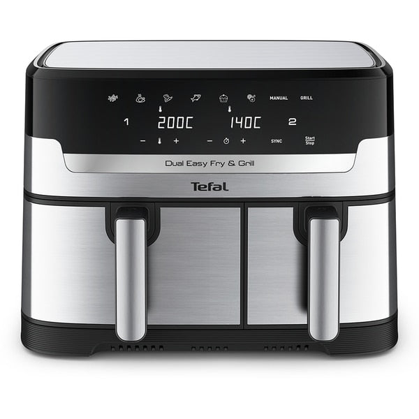 Friteuza, Tefal, Dual Easy Fry & Grill EY905D10, 8L, 2700W, 2 sertare, 8 programe automate