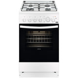 Aragaz Zanussi ZCG512K1WA, Gaz, 4 arzatoare, Grill, Aprindere electrica, 55 l, 50 cm, Alb