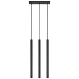 Lampa suspendata Pastelo negru otel 3 becuri tub modern de interior