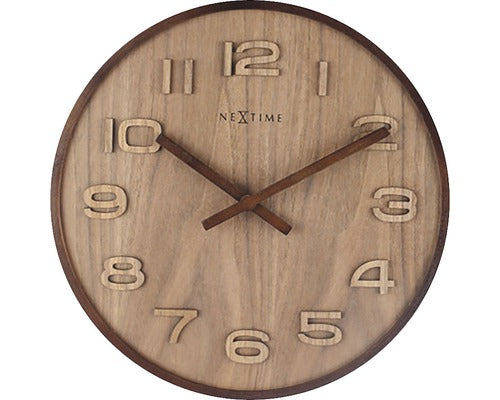 Ceas Perete Nextime Wood Medium Maro Ø 35 Cm