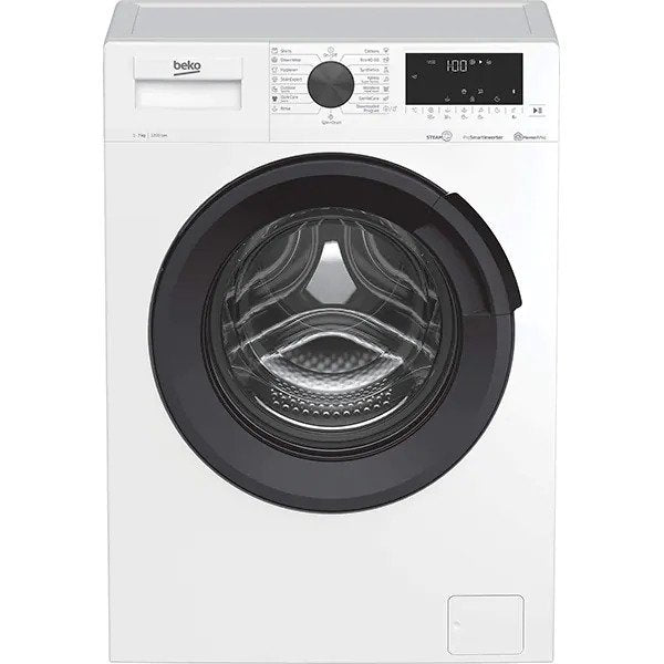 Masina de spalat rufe Beko WUE7626XBW, 7 kg, 1200 RPM, Clasa A, Motor ProSmart Inverter, HomeWhiz Bluetooth, SteamCure, Remote Control AddXtra, Aquawave, Alb