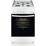 Aragaz Zanussi ZCG510D1WA, Gaz, 4 arzatoare, Siguranta plita/cuptor, 50 cm, Alb