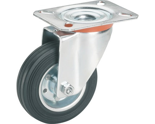 Roata Pivotanta Metalica & Cauciuc Plin Tarrox Ø160mm, Placa Fixare 140x110 Mm, Cu Rulment