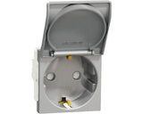 Priza Simpla Cu Impamantare Schneider Unica, Capac De Protectie, Nuanta Aluminiu