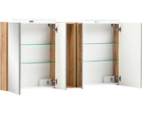 Dulap Baie cu Oglinda Duo, 2 Usi, Iluminare LED, PAL, 140x75 cm, Stejar Deschis