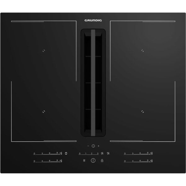 Plita Incorporabila cu Hota Integrata GRUNDIG GIEH634480P, Inductie, 4 Arzatoare, Touch Control, Negru