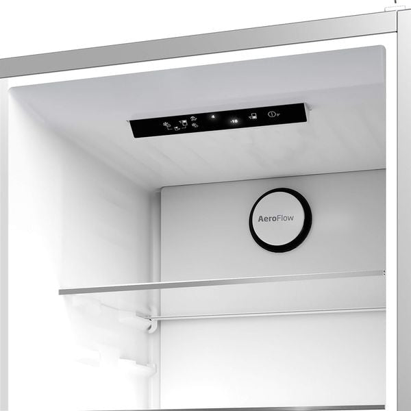 Combina frigorifica Beko B3RCNA404HDXB, 355 l, No Frost, Clasa E, HarvestFresh, Dispenser apa, AeroFlow, H 203.5 cm, Argintiu