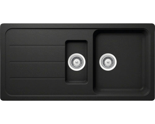 Chiuveta Bucatarie Cu 1 Cuva + ½ Schock Formhaus D-150l 100x50 Cm, Cu Picurator, Reversibila, Cristalite Nero