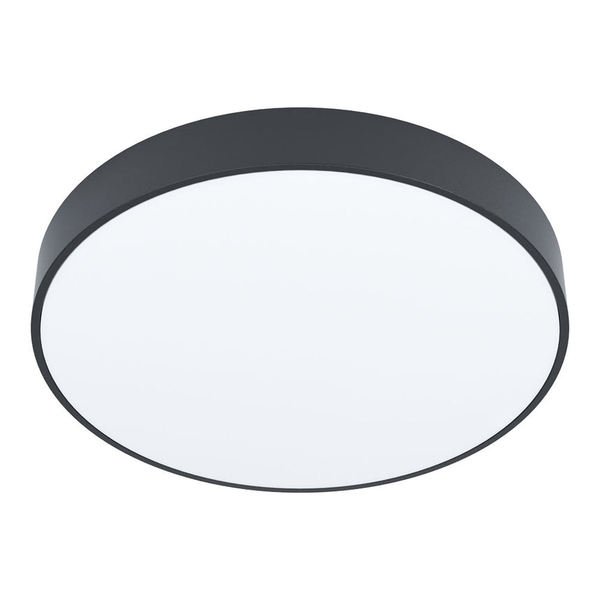 Plafoniera ZUBIETA-A, EGLO, LED, 18W, 1900 lm, 2700K-6500K, lumina calda, neutra, rece, otel, negru, plastic, alb, 30 cm diametru, dimabila, telecomanda inclusa