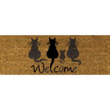 Covoras intrare IS0736 Welcome Cats, 26 x 75 cm, Cocos, Maro