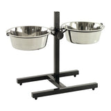 Suport dublu reglabil pentru castroane, cu 2 castroane incluse, capacitate 1600 ml