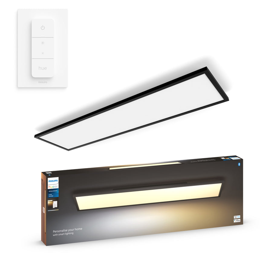 Panou LED inteligent Philips Hue Aurelle REC, Bluetooth, 39W, 3750lm, lumina alba (2200-6500K), 30x120cm, Negru