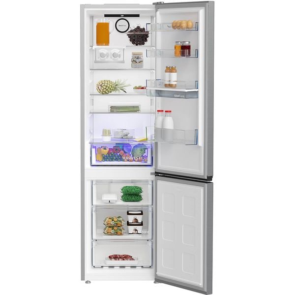 Combina frigorifica Beko B5RCNA405HDXB, 355 l, No Frost, HarvestFresh, AeroFlow, Fast Freeze, Clasa D, 203.5 cm, Inox