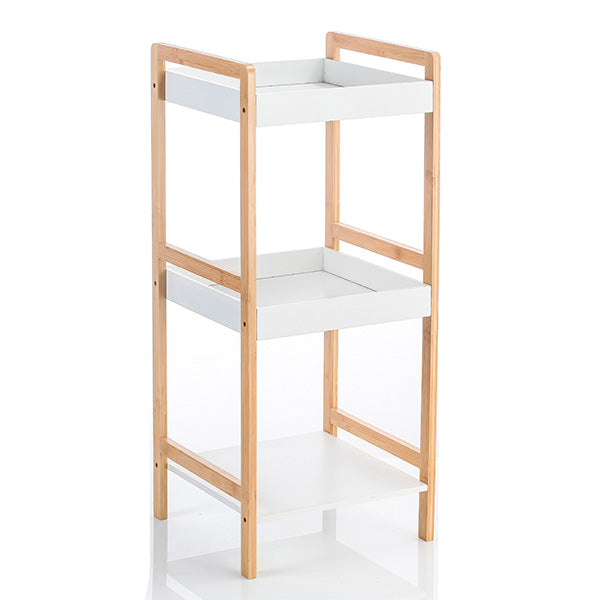 Etajera din bambus cu 3 rafturi, Frandis, 35.5x33x80 cm, natur/alb, model 196087
