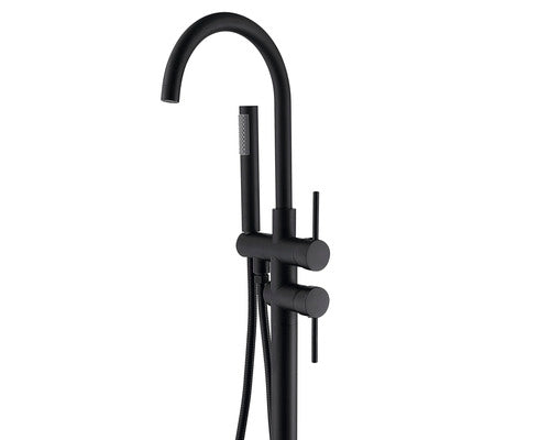 Baterie cada freestanding CLASSICA negru, baterie cu montaj pe pardoseala