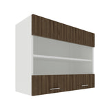 Corp Superior haaus Karo, 2 Usi, cu sticla, Stejar Bronz/Alb, 80 x 30 x 60 cm