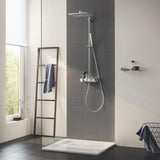 Sistem de dus cu termostat Grohe Euphoria SmartControl 310 Cube Duo, montare aparenta, butoane push&turn, dus de mana inclus, 2 functii, CoolTouch, etajera, anti-calcar, crom
