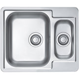 Chiuveta bucatarie Alveus Line 50 leinen, orientare cuva pe stanga, 615x500 mm, adancime cuva mare 160 mm, sifon inclus, Inox